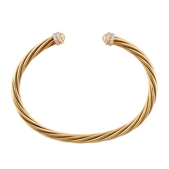DAVID YURMAN 18K 750 YELLOW GOLD DIAMOND HELENA CUFF BRACELET - Picture 5 of 9